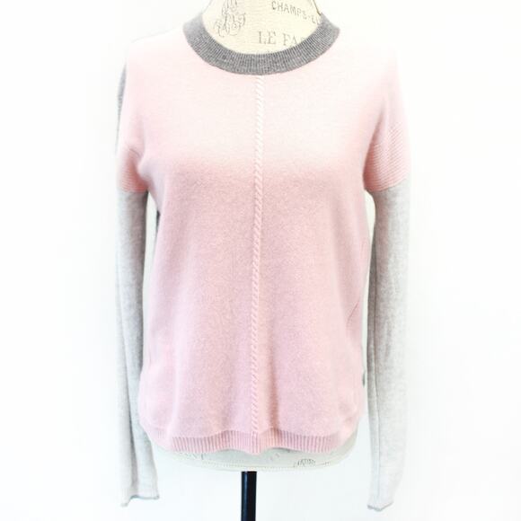 Splendid 2-ply 100% cashmere colorblock soft sweater slits Small - Picture 2 of 7